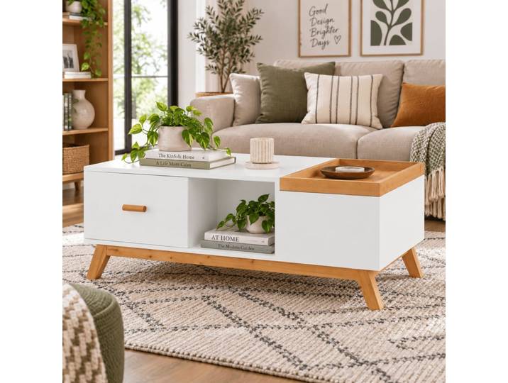 Table basse en mdf blanc 120x60x46 cm