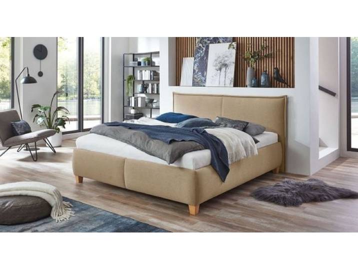 Polsterbett Adana Komfort Webstoff mit Bettkasten 180x200cm Sand klassischer Stil,