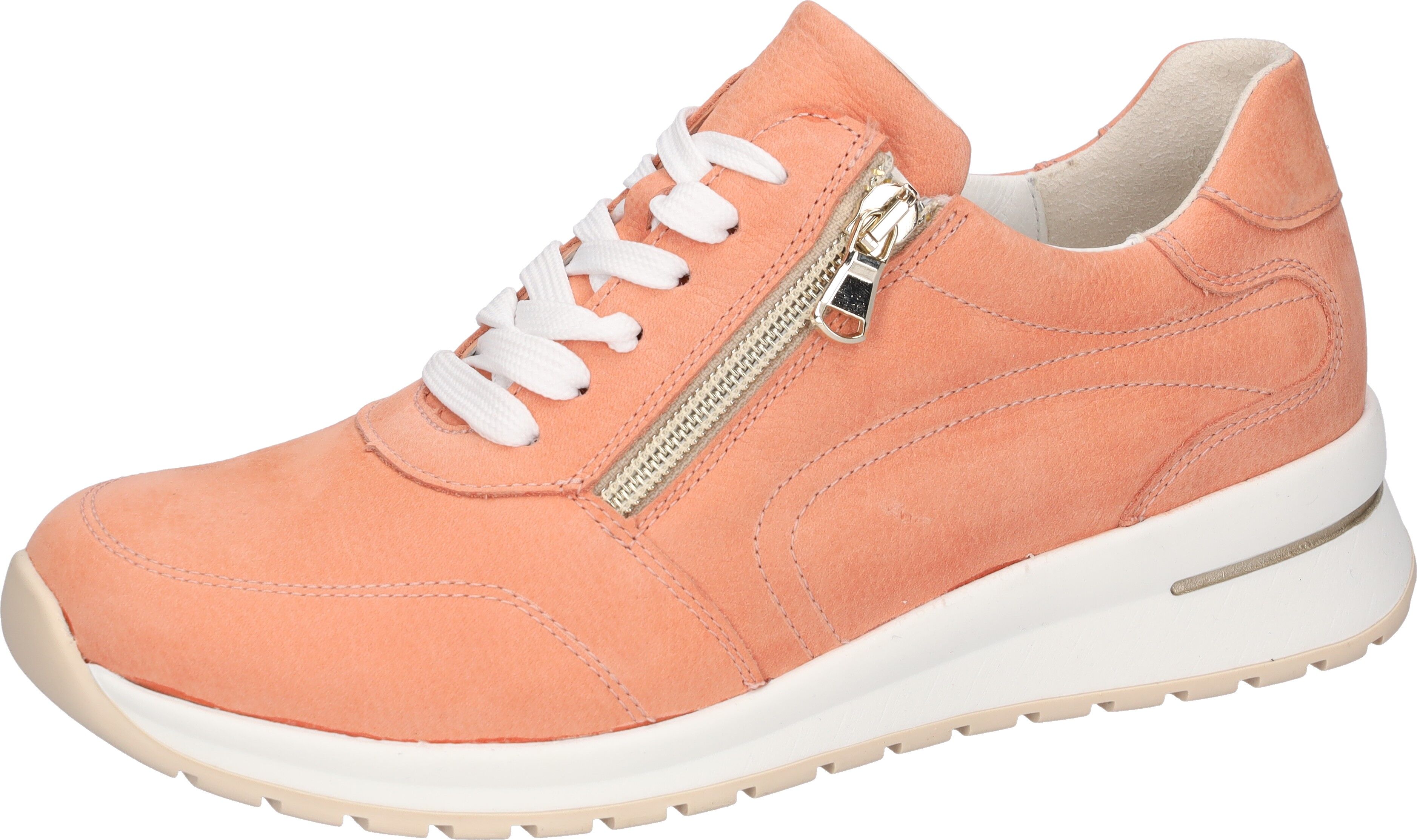 Schnürschuh WALDLÄUFER "H-Inessa", Damen, Gr. 6 (39), Leder Textil, orange (melone), Nubukleder, unifarben, Schuhe Schnürschuh, Bequemschuh, Schnürschuh, Halbschuh in Komfortweite H (= sehr weit) melone 6 (39), Leder Textil
