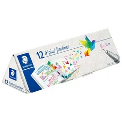 STAEDTLER Fasermaler triplus, 12er Karton-Box, sortiert, Strichstärke: 0,3 mm, VE = 1 Kartonbox à 12 Stifte