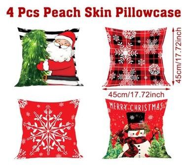 Uplift Treasures Merry Christmas Decorative Cushion Cover Set 4pcs Holiday Pillow Cases e