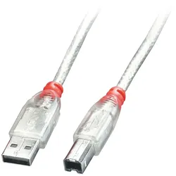 Lindy 41754 USB Kabel USB 2.0 3 m USB A USB B 0,48 Gbit/s Transparent