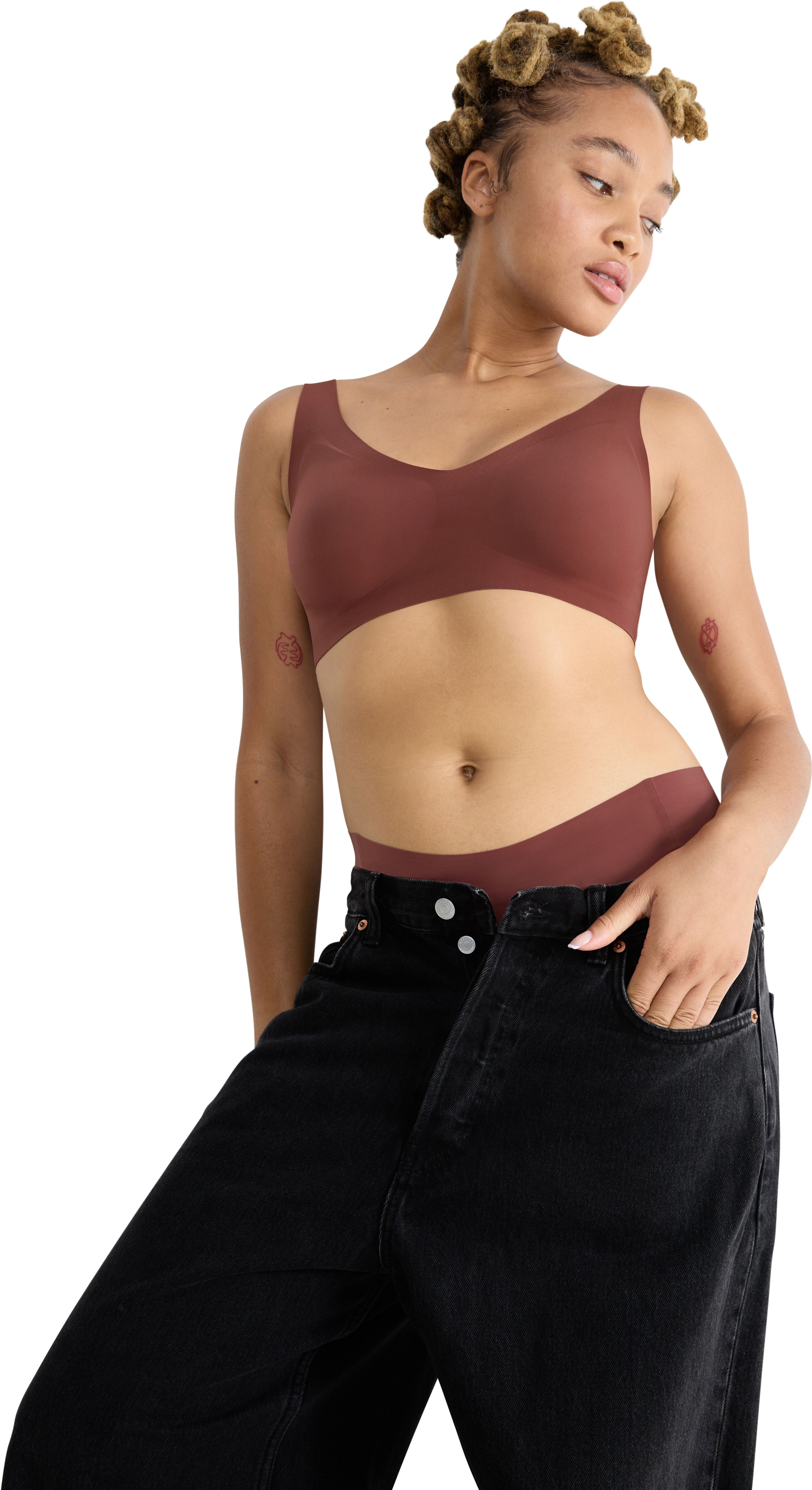 Bralette SLOGGI "ZERO Feel 2.0", Damen, Gr. XS, N-Gr, braun (burnt henna), Single Jersey, Obermaterial: 76% Polyamid, 24% Elasthan, BHs Bralette, mit herausnehmbaren Pads, mittlerer Halt, Mikrofaser burnt henna XS, N-Gr