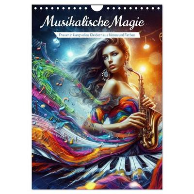 Musikalische Magie – Frauen in klangvollen Kleidern aus Noten und Farbe (Wandkalender 2027 DIN A4 hoch), CALVENDO Monatskalender