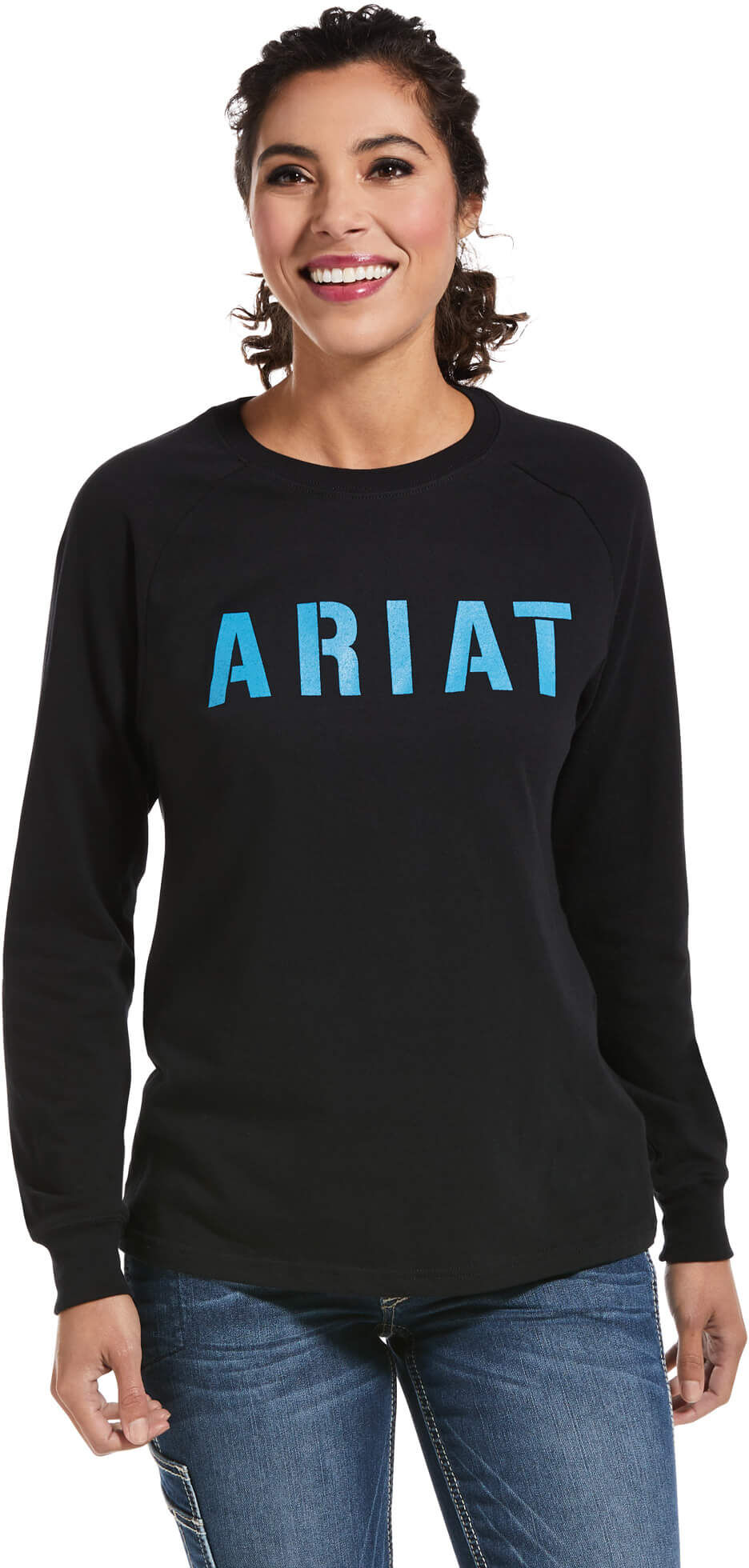 Women's Rebar Cotton Strong Block T-Shirt in Black, Size: Large by Ariat