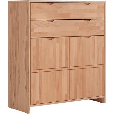 Highboard OTTO HOME "Maximus: 3 geräumige Fächer, 2 Softclose Schubladen,Hochwertig,Zeitlos", braun, B:96cm H:90cm T:38cm, Sideboards, Highboard, B/T/H: 96/38/107cm, Massivzholz Fronten&Oberdeckel, Korpus aus Melamin