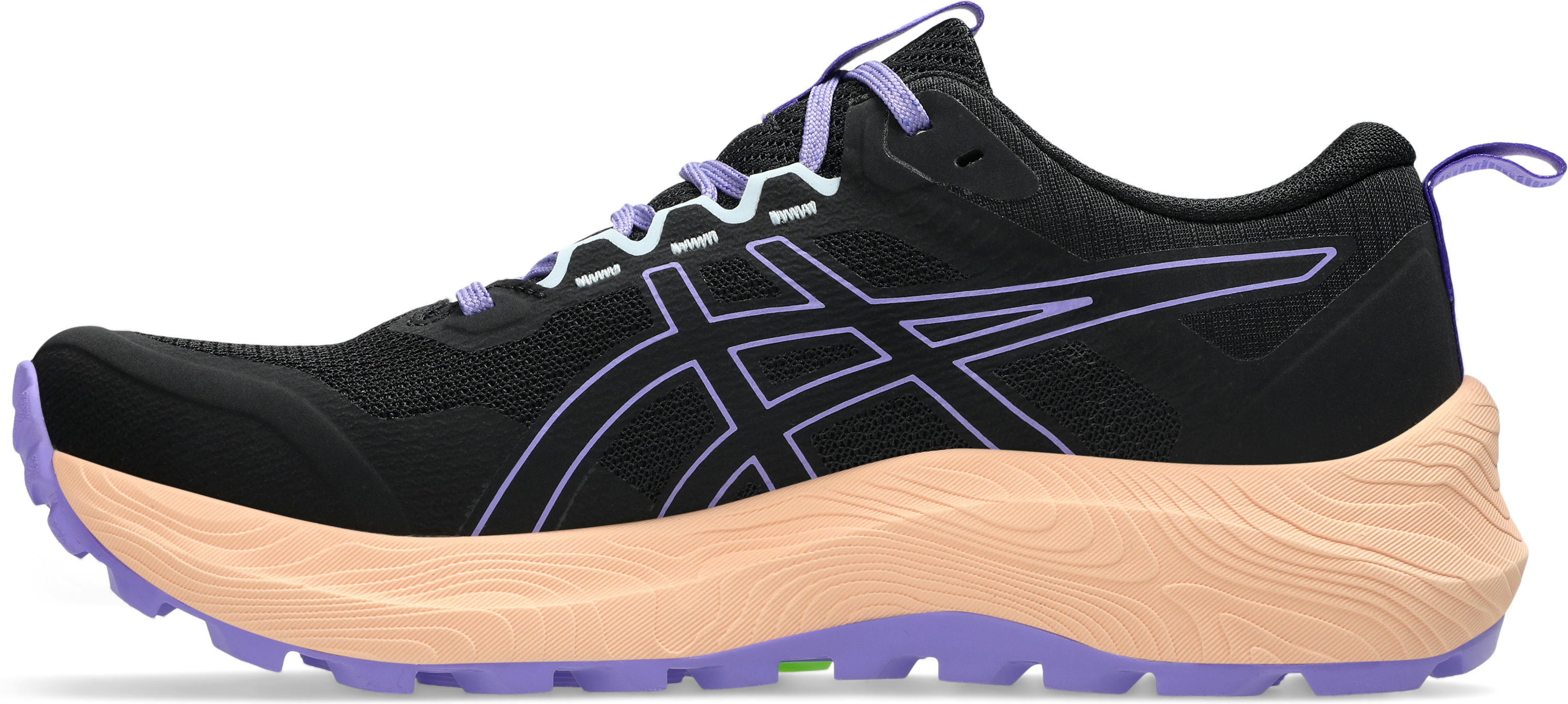 Trailrunningschuh ASICS "TRABUCO TERRA 3", Damen, Gr. 39, schwarz (schwarz, amethyst), Synthetik, Schuhe Trailrunningschuh, für mehr Grip schwarz, amethyst 39