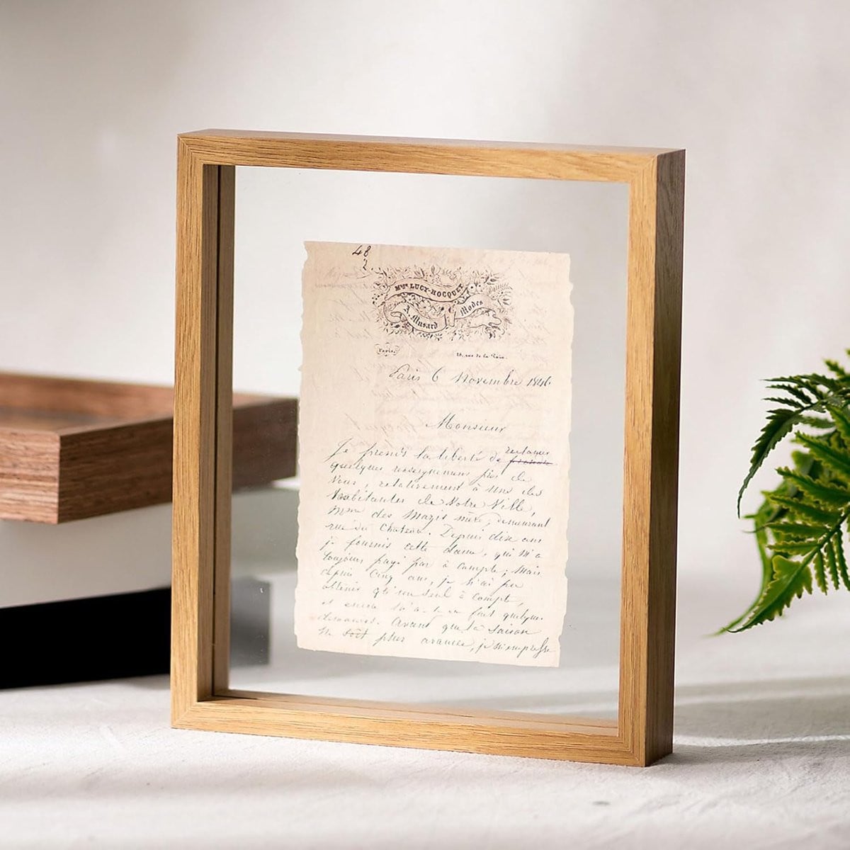 Houten Fotolijst Zwevend Frame Dubbelzijdig Zichtbaar Houtkleur 7 Inch