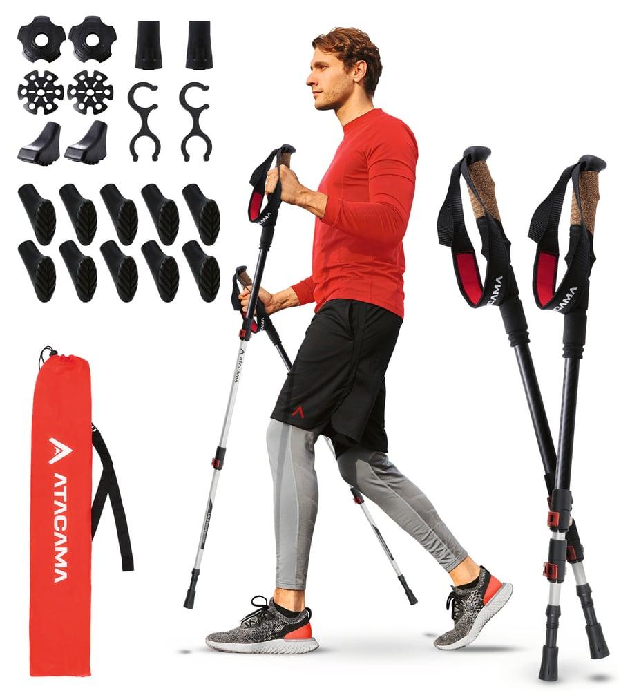 ATACAMA Teleskop WanderstÖcke CarbonMix, faltbar leicht mit Gummipuffer 10er-Set