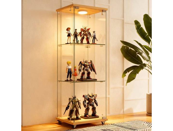 Vitrine Moderne en verre - avec éclairage LED Vitrine bibliothèque en verre trempé adaptée au salon et à la chambre 120x42.5x36.5cm
