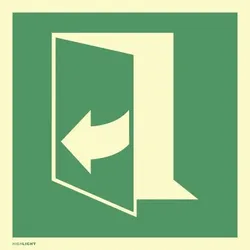 Aufkleber Tür öffnet durch Ziehen auf d. rechten Seite,Folie,nachleucht.,160-mcd,100x100mm