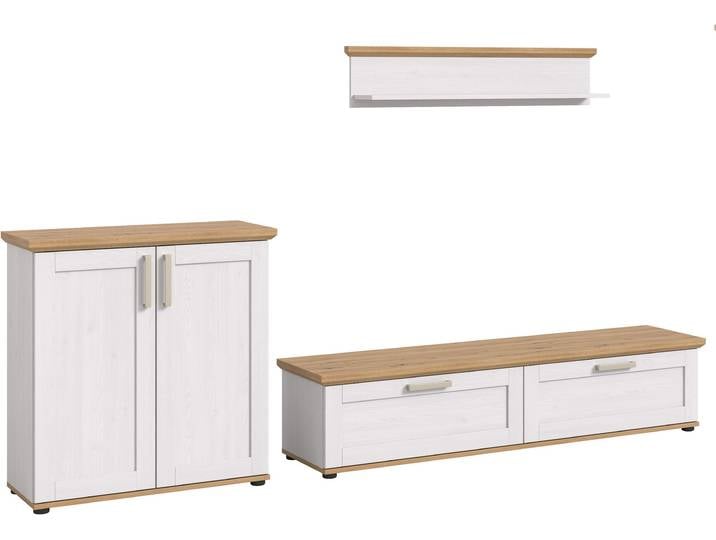 Wohnwand HOME AFFAIRE Cosenza , sibu lärche nachbildung, B:260cm H:151cm T:40cm, Kastenmöbel-Sets, Wohnwand, Cosenza, Breite: 260 cm, Highboard, Lowboard, Wandboard