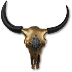 HSM Collection Büffelkopf Gold/Schwarz Metall, 60x60x10 cm