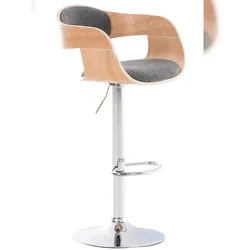 Décoshop26 - Barhocker x1 skandinavisches Design hellgrauer Stoff und helles Holzgestell 10_0005052