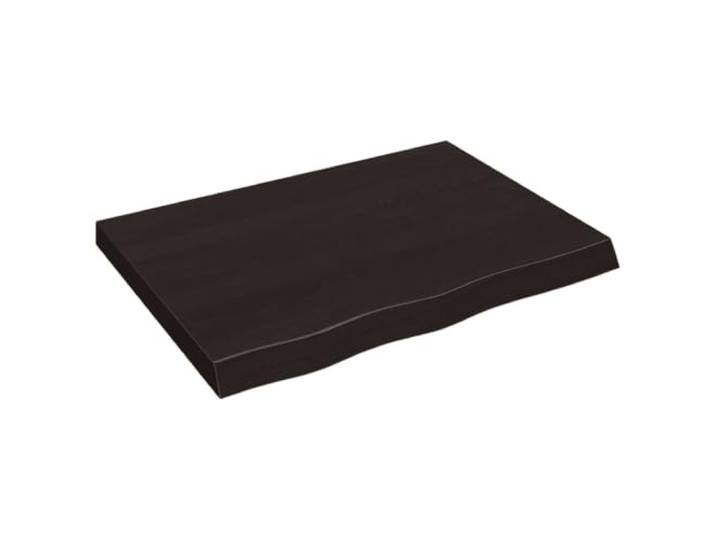 KLGBNCVE Tischplatte Dunkelbraun 80x60cm Massivholz Eiche Naturkante, Handgefertigt, Behandelte Oberfläche, DIY Tischplatte für Untergestelle