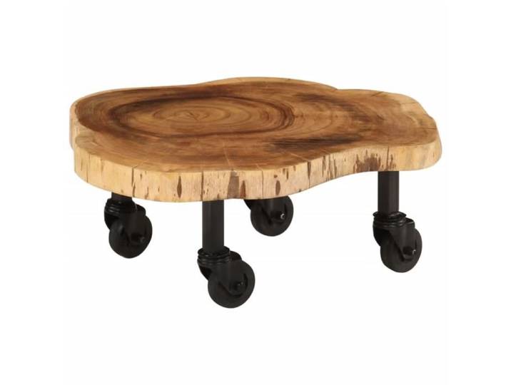 Table basse - DILWE - Bois d'acacia massif - Surface polie - 3 roulettes