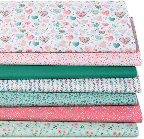 Patchwork- und Quiltpaket „Herzen“, pastell-color