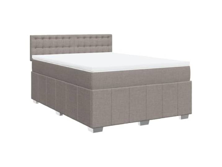 KKgypkn Boxspringbett mit Matratze Taupe 140x190 cm Stoff, Taschenfederkernmatratze 140x190, höhenverstellbares Kopfteil, inklusive Lattenrost