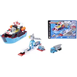 MAJORETTE 212050039 Creatix Spielzeug-Hafen mit Container-Schiff - Maersk Logistik Hafenstation