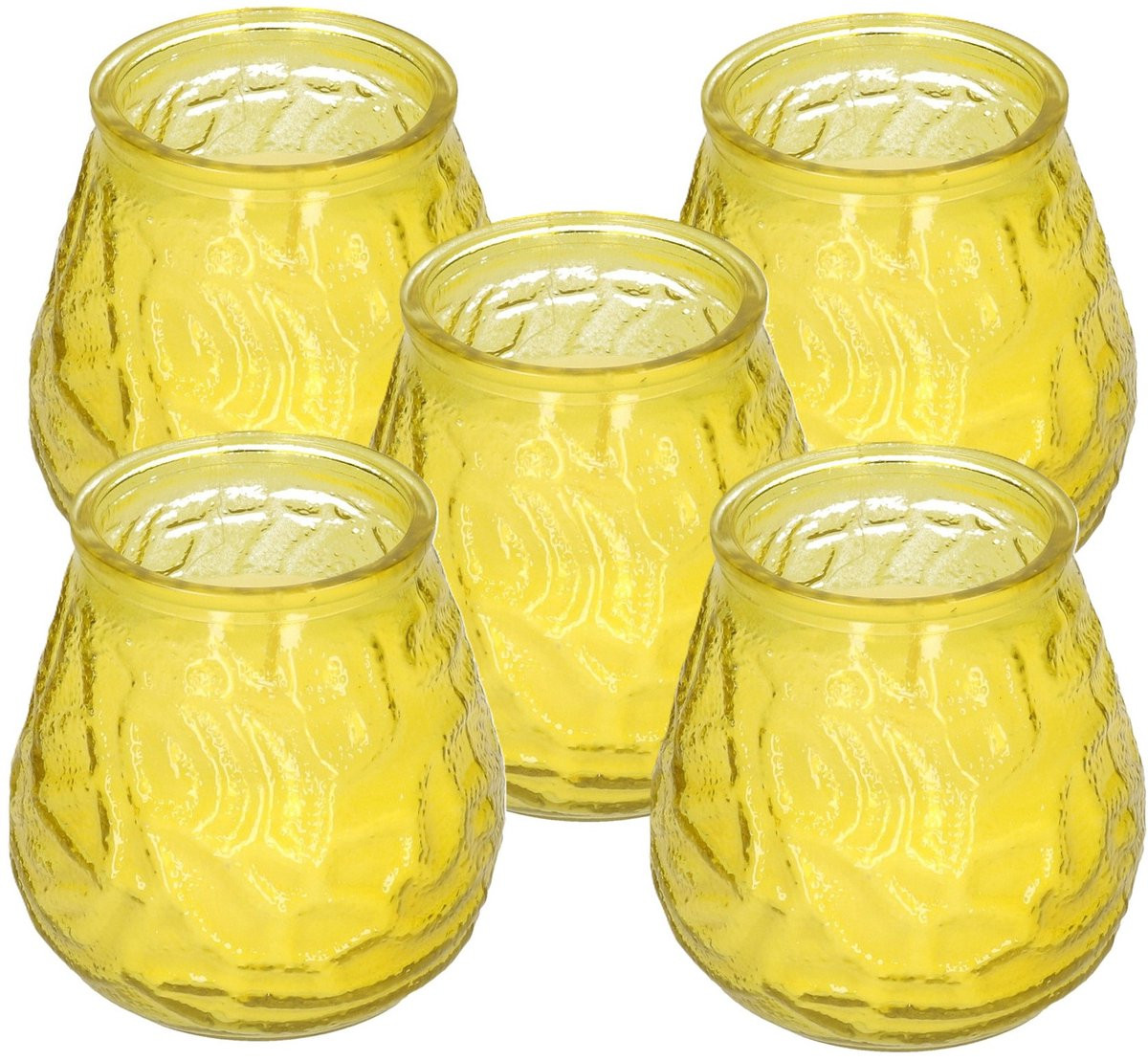 H&S Collection Windlicht Geurkaars Citrus Geur - Geel - 5 stuks