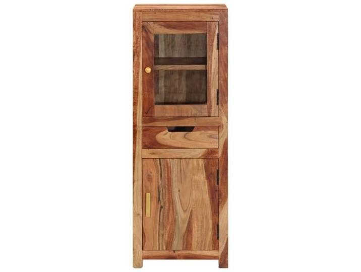 Buffet haut en bois massif - - 40x34x110 cm - Bois d'acacia - Brun - 2 portes - 1 tiroir - Facile à nettoyer