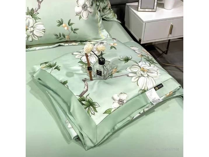 Style nordique été couette soie ensemble de literie lavage à l'eau soie climatisation été literie draps taies d'oreiller quatre pièces ensemble