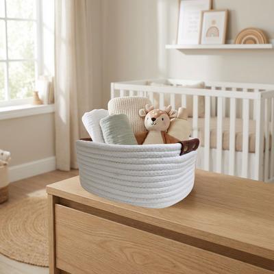 Better Trends Cotton Rope Storage Basket with Handles, Woven Storage Basket for Shelves, Toys, Books, Towels & Home Organization