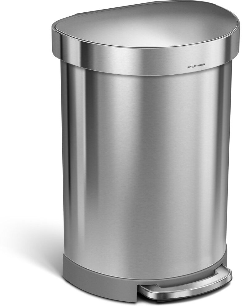 Simplehuman Semi-Round Pedal Bin, Brushed Stainless Steel Brushed Stainless Steel 60L