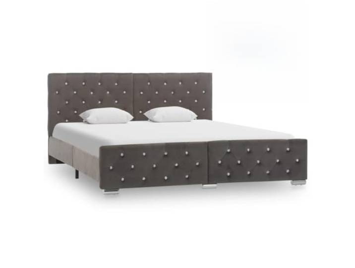 KTHLBRH Graues Bett aus Samt, 160 x 200 cm Gepolstertes Bettgestell, Lattenrost im Lieferumfang enthalten, Holz und Stahl, einfache Montage