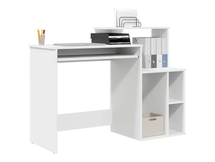 Bureau droit - GKK - Bureau informatique - avec rangement - Blanc 120.5x44x88.5 cm - Bois @896@