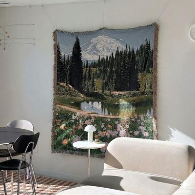 Shop Station Nordic Scenic Throw Blanket Woven Tapestry Sofa Cover & Decorative Bedspread mount Rainier 51.18 62.99 In