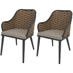 Décoshop26 - Set aus 2 Designer-Gartenstühlen mit geflochtenem Seil beigefarbenem Kissen und Aluminiumrahmen 04_0009590