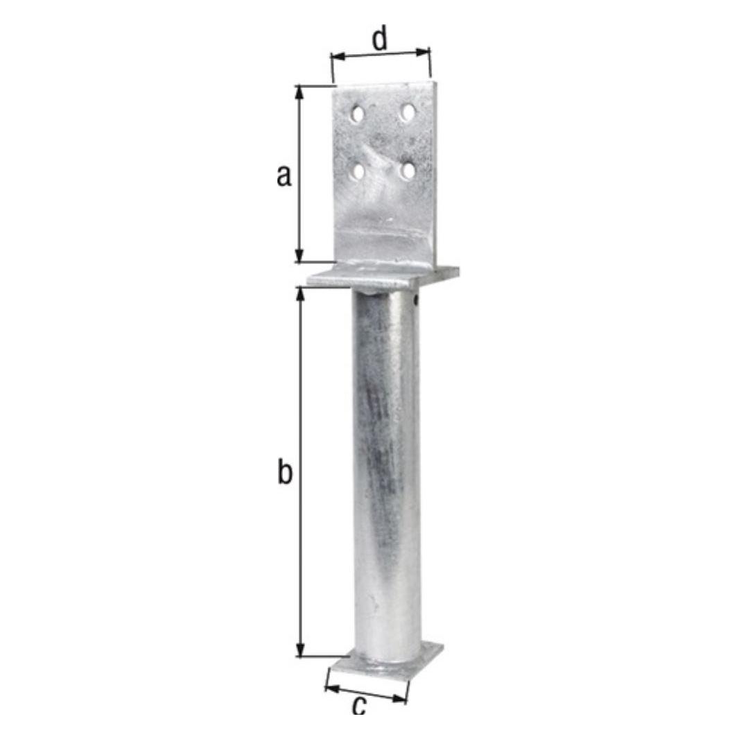GAH T-Pfostenträger 130x500x80x90mm Stahl roh feuerverzinkt (1 Stk.) (212681)