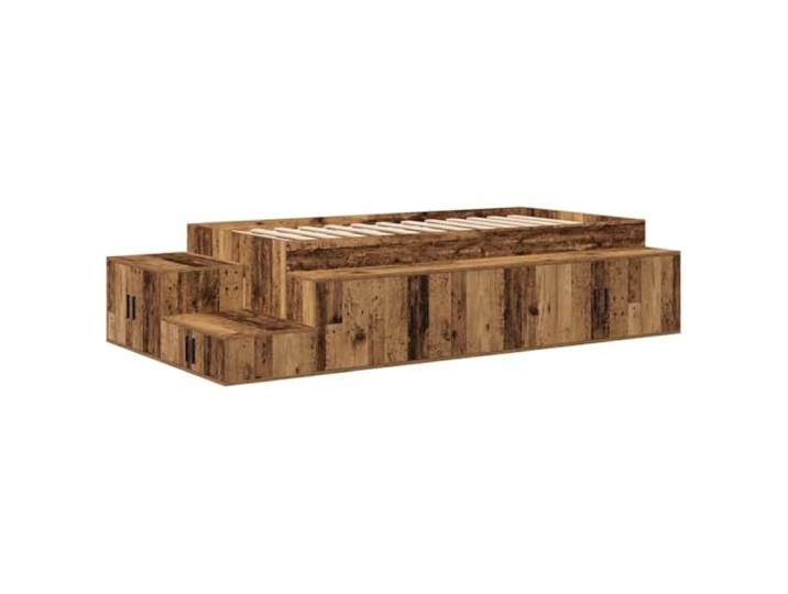 PUGYNBK Lagerbett aus Holz, 75 cm Integrierte Regalböden, Lattenrost, Türen mit Scharnier, massives Kiefernholz, ohne Lattenrost