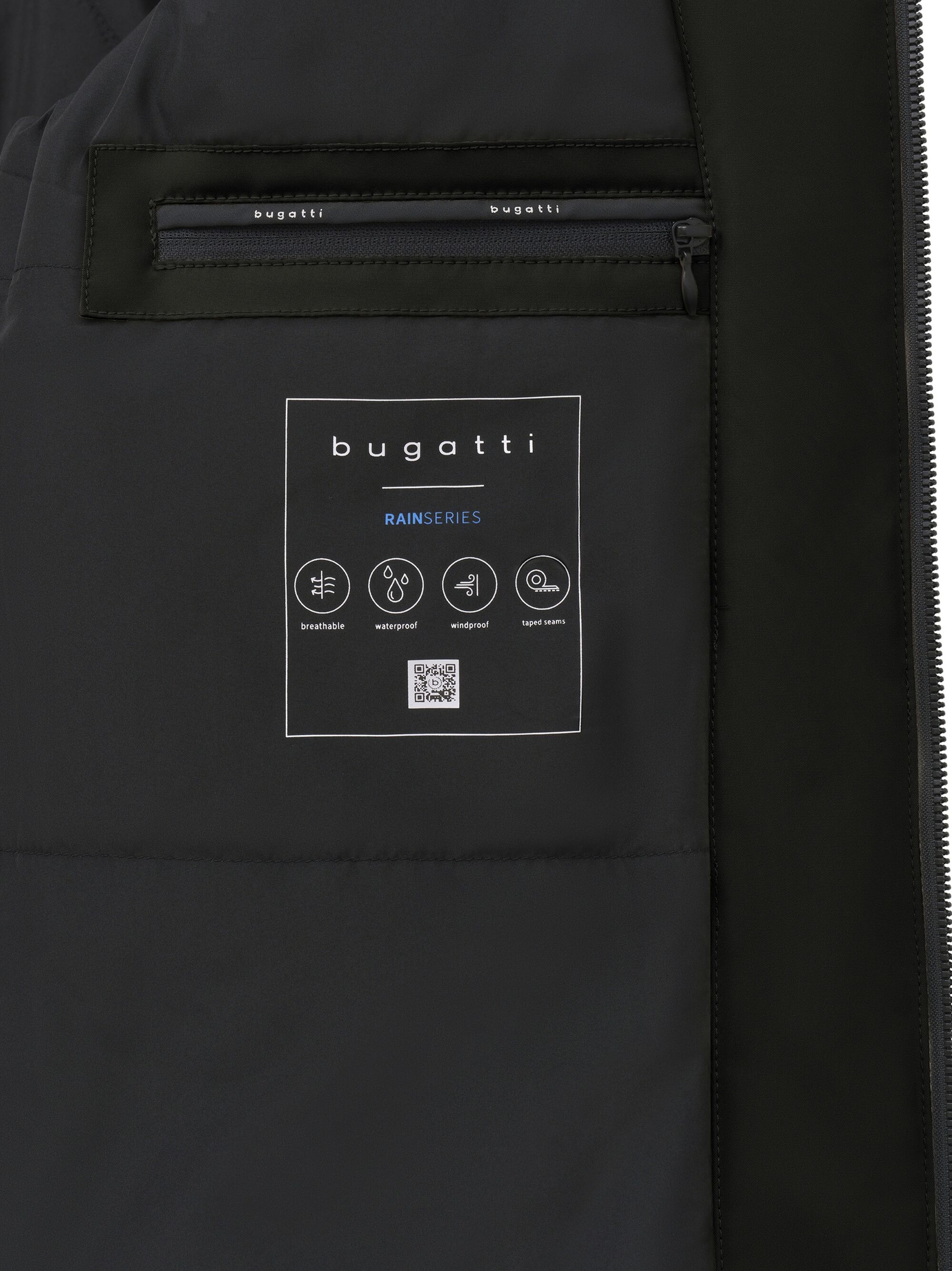 Kurzjacke BUGATTI "Regular Fit", Herren, Gr. 52, 290, schwarz, 100% Polyester, unifarben, regular fit, Jacken Kurzjacke, Regular Fit Sorona Stehkragen