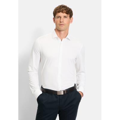 Businesshemd OLYMP "OLYMP No. Six 24/Seven, Super Slim, Modern Kent", Herren, Gr. 42, Normaler Arm, weiß, 86% Polyamid, 14% Elasthan, Hemden