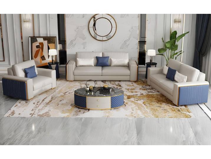 Xlmoebel Polstergarnitur Moderne Ledercouch mit Couchtisch in stilvollem Design, (Polstergarnitur, 2-tlg., Sofagarnitur 3+2+1+Couchtisch), Hergestellt in Europa