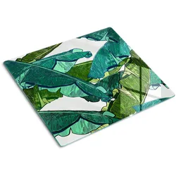 GLASPLATTE 60x52 cm Bananenblätter