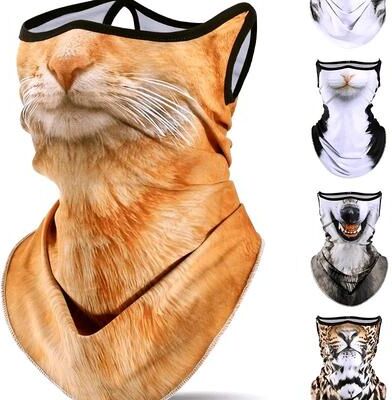 Uplift Treasures 3D Animal Print Neck Gaiter Scarf tabby Cat