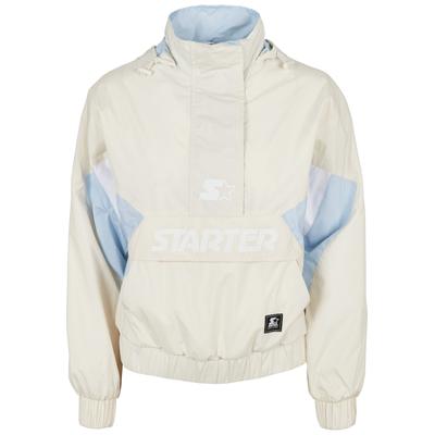 Windbreaker STARTER BLACK LABEL "Starter Black Label Damen", Damen, Gr. XS, beige (paleweiß, icewaterblau), 100% Polyester, mehrfarbig, oversize, ohne Ausschnitt, Jacken Windbreaker
