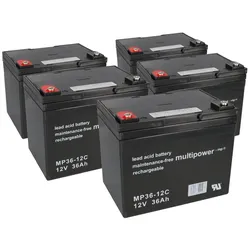 Akku kompatibel Elektromobil E Scooter Elektro Roller 60V 5x 12V 36Ah Blei MP