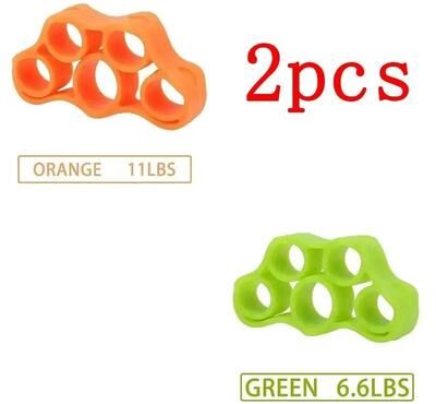 Uplifted Finds Hand Gripper Finger Expander Resistance Bands Set 2 Pcs Orange + Green