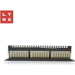 Lynx Cs LYNX 19" patch panel 24-port, STP Cat6a, 50μ, stíněný, černý, Server Zubehör, Schwarz