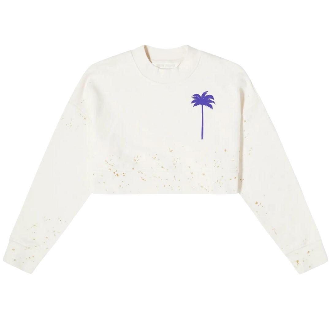 Palm Angels Pxp Geschilderde Cropped Crewneck Boter