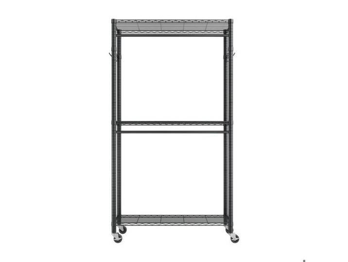 Rangement organisé portant à vêtements mobile 204 kg 3 étagères réglables et roulettes pour chambre