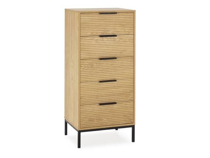 HOMN LIVING Kommode Mónica 5 schubladen Eiche-Optik, 50 cm (Breite) 40 cm (Tiefe) 115 cm (Höhe)