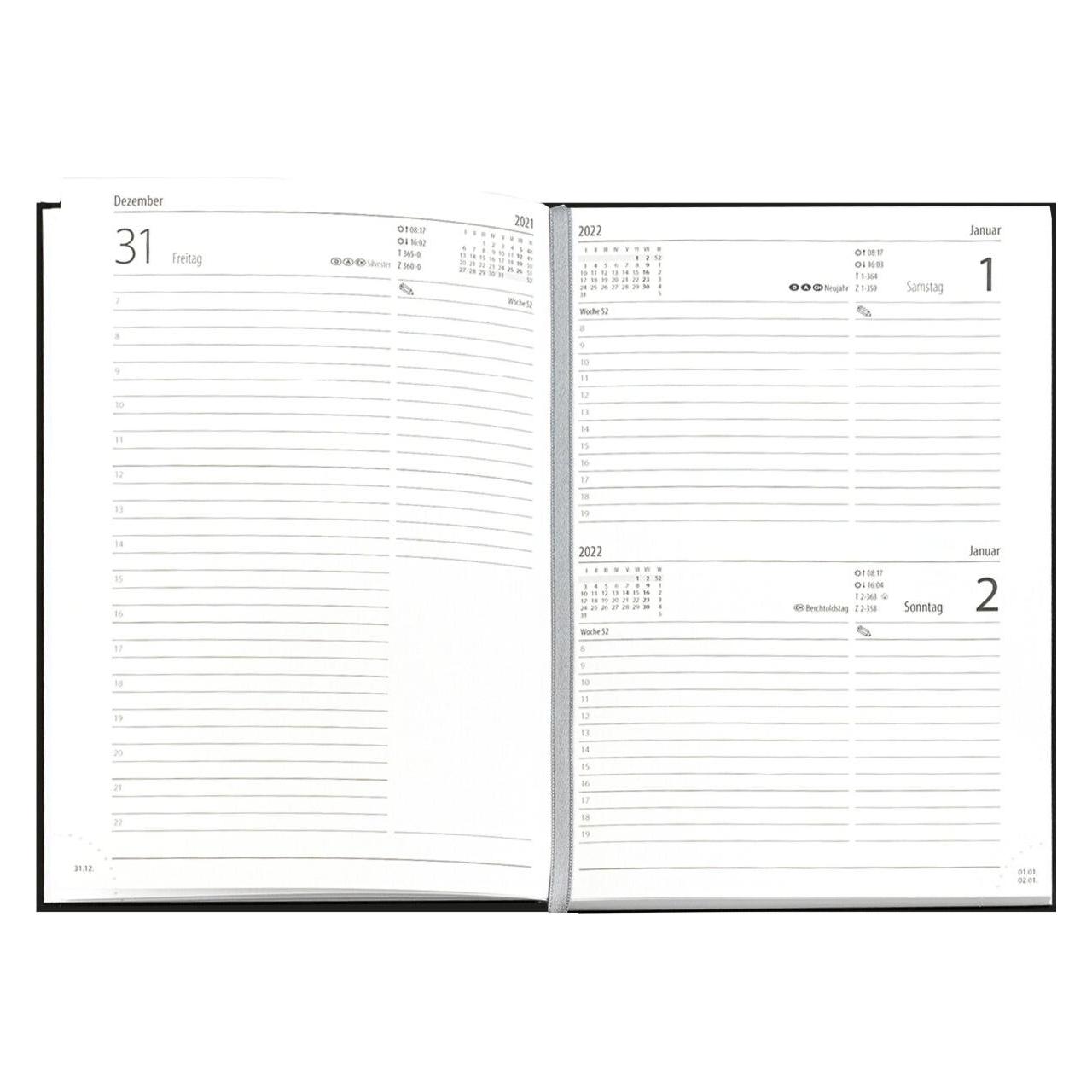 Güss Buchkalender A5 1 Tag/Seite schwarz 2025 (A5, 1 Tag / 1 Seite) (59020)