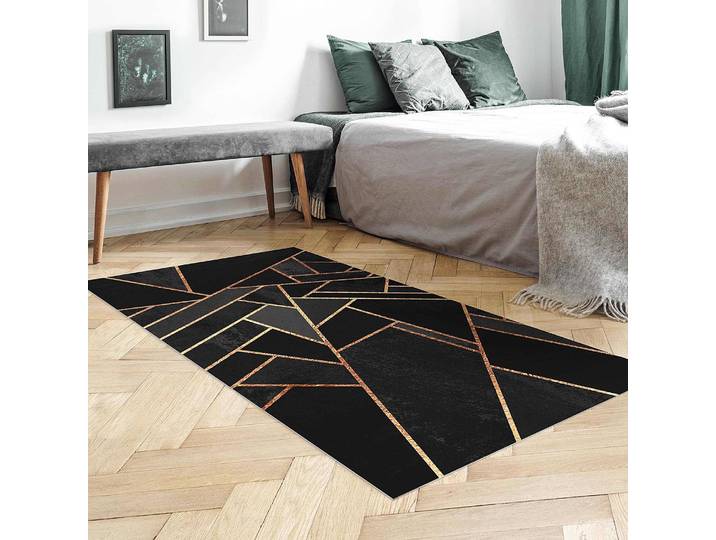 Tapis en vinyle Triangle noir et doré 80 x 160cm Noir