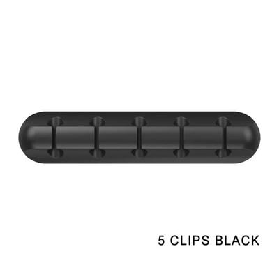 Silicone Desktop Cable Management Clipst black 5 Channel
