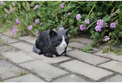 Hi-Line Gift Ltd. Black/White Cat Sleeping